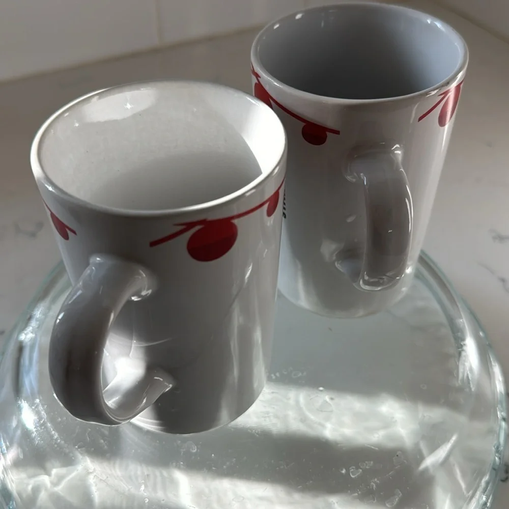 Starbucks Christmas Mug Coffee Cup Red Dot Holiday Ornament 10oz 2012 (2) mugs